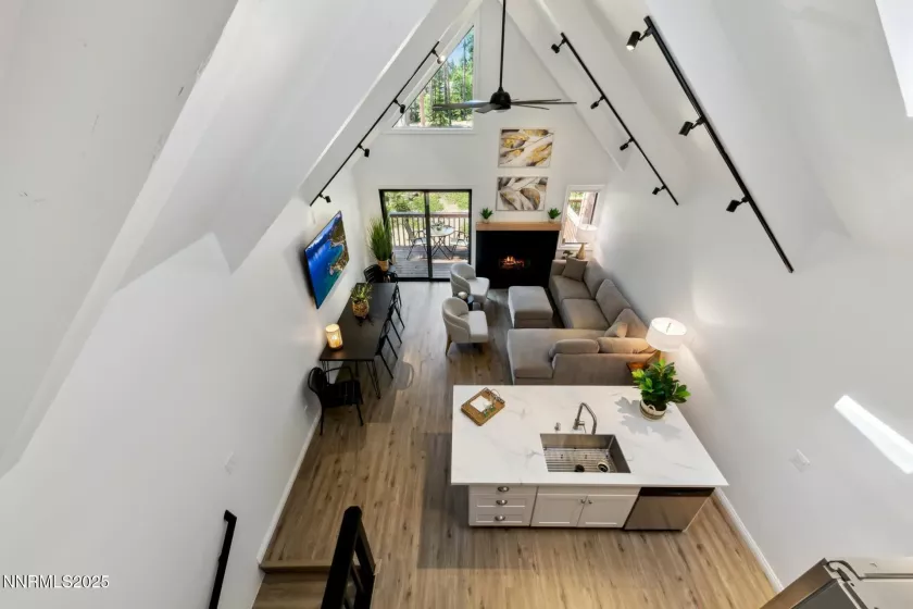 Looking down from loft