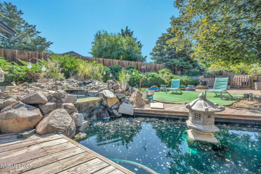 Water feature with relaxing sounds of a waterfall