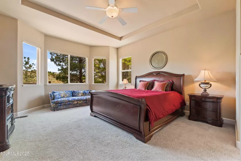 Primary Bedroom with fireplace and views!