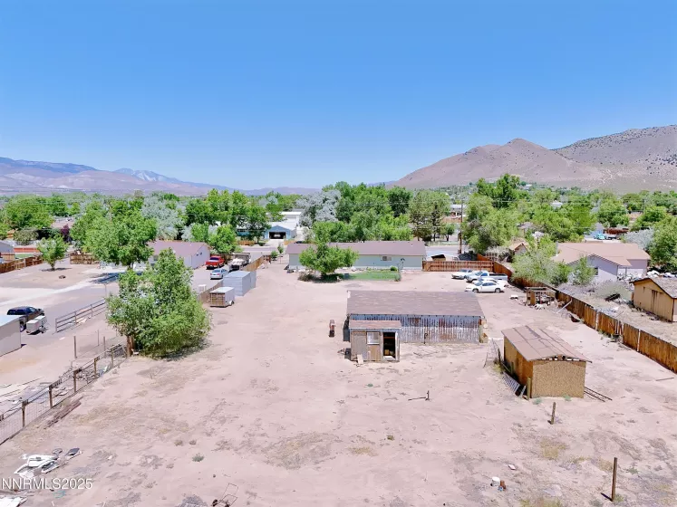 Overhead view of backyard area