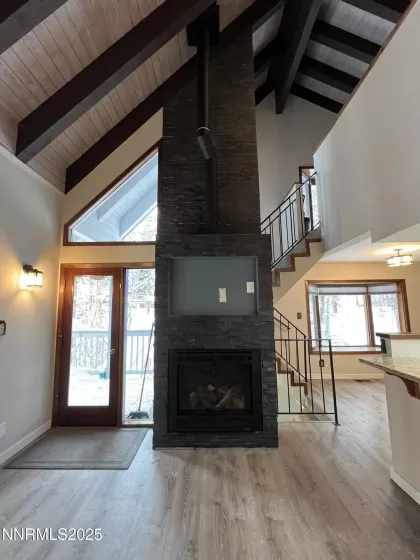 View of Living/Great Room with door to expanded deck