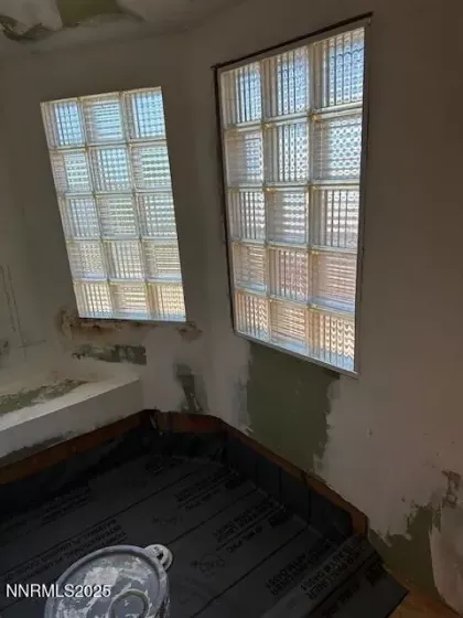 Primary suite shower glass block windows