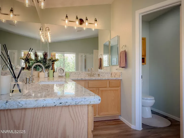 Primary Bath includes double sinks, garden tub and separate shower