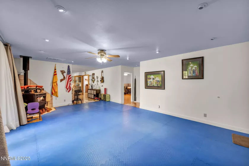 pellet stove, family room