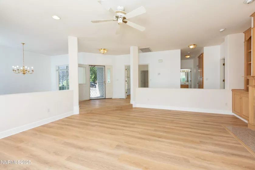 Veiw from great room to dining and front entry