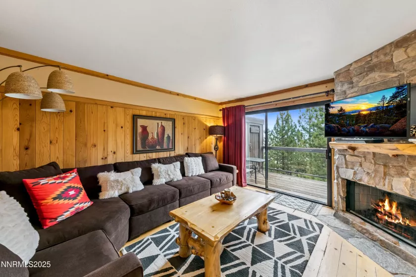 Living area/Deck/Fireplace
