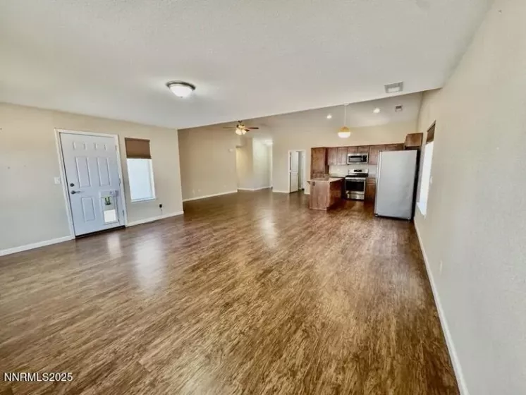 View from the Living Room to the Kitchen/ Dining.