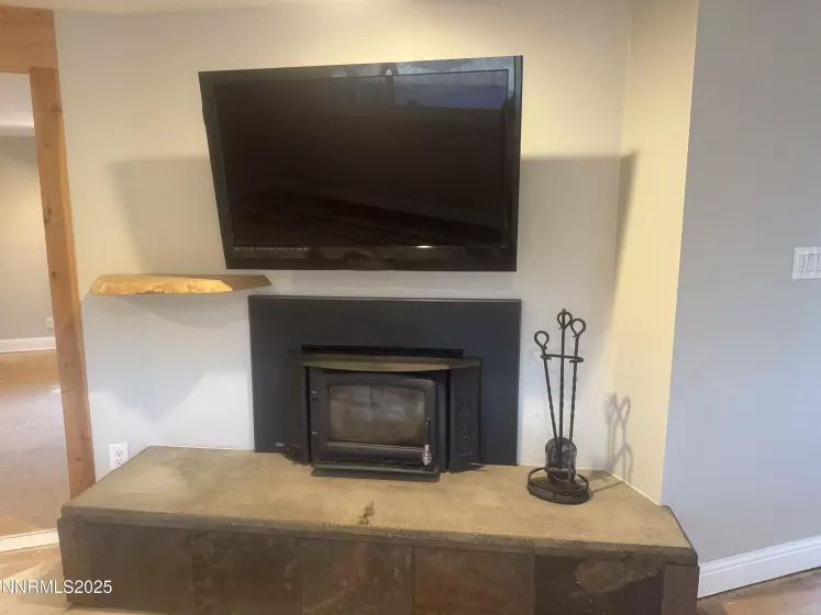 Wood burning fireplace/stove.