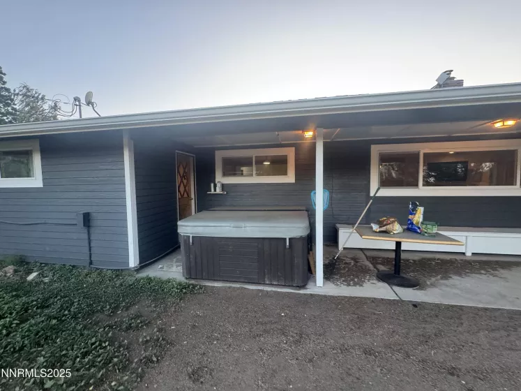 Privacy at back porch with included 5 person spa