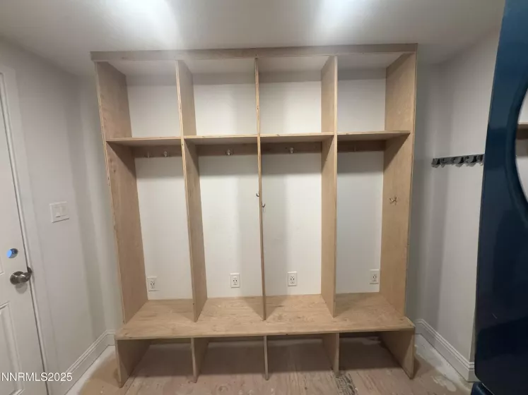 Craftsman mudroom storage cubbies with bench