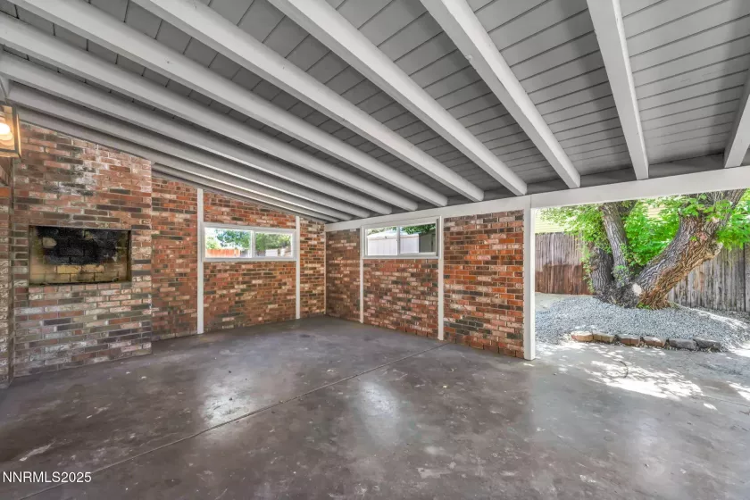 Backyard covered patio with fire - BBQ