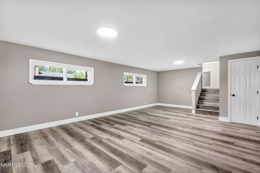 View looking up to living room from downstairs bonus room or family room or rec room area