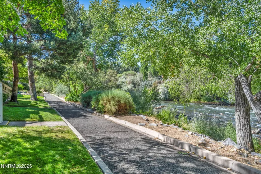 View of the trail & river from the deck.