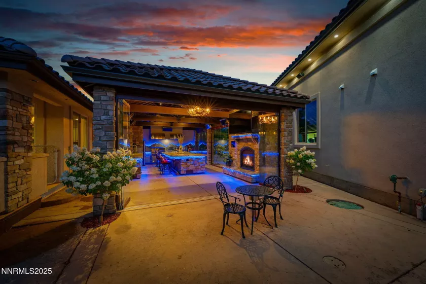 Outdoor Kitchen, Open Nano Wall, Backlit, Fireplace
