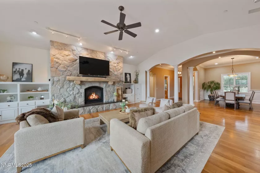 Great Room, Hand Chiseled Rock Fireplace