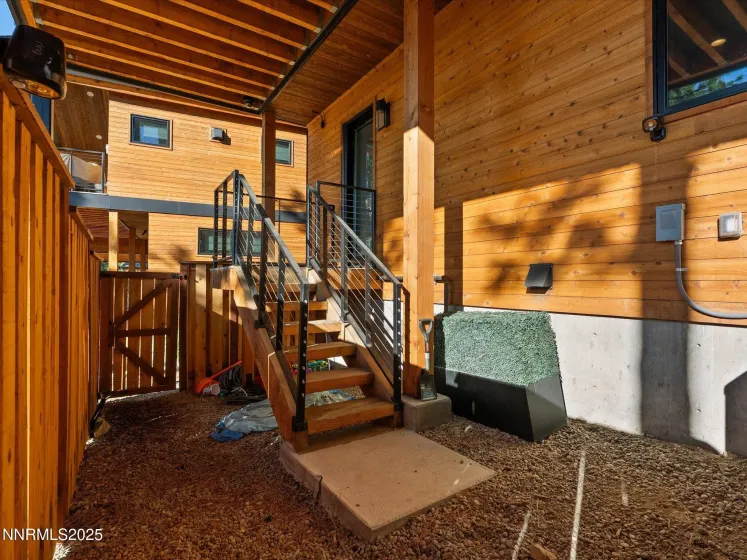 Lower level access to private fenced area