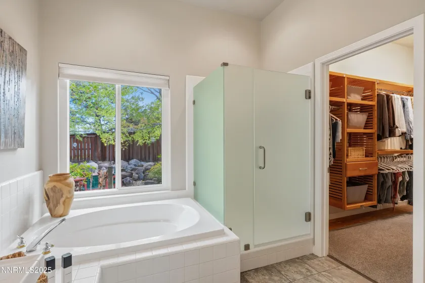 Garden tub, shower and walk-in closet