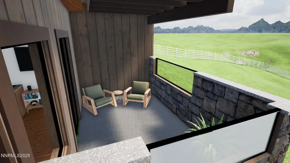 Lower level guest suite patio (rendering) Lower level guest suite patio (rendering)