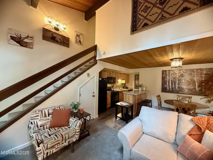 Living room & stairway to second floor