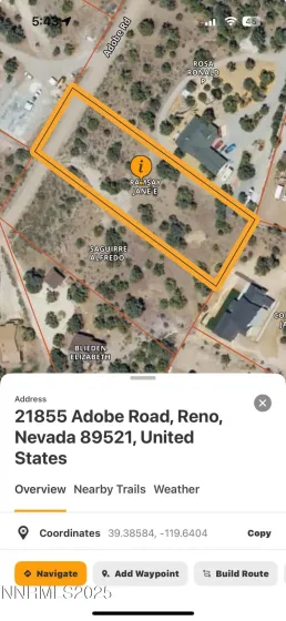 21855 Adobe, Reno, Nevada 89521, ,Land,Residential,Adobe,250058209