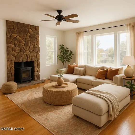 AI-generated living room concept with full virtual staging.