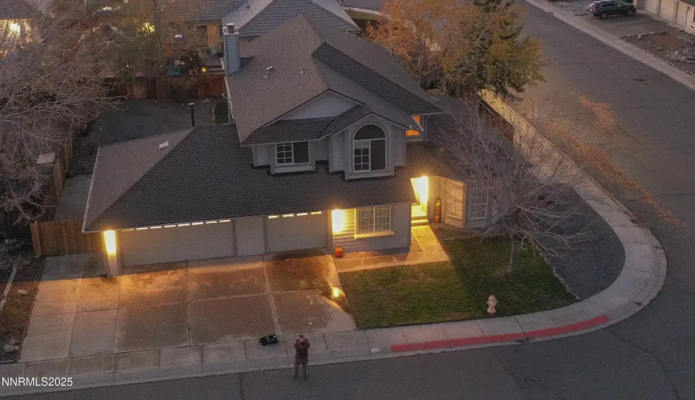 Living room with wood burning fireplace