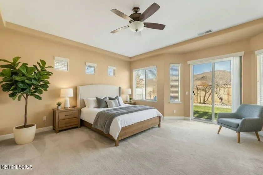 Virtually staged primary bedroom