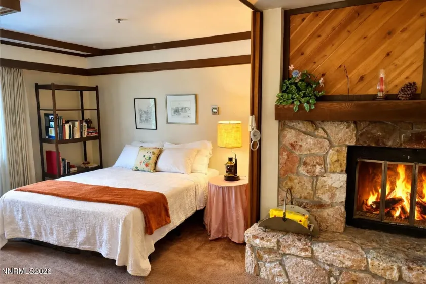 Sofa bed pulled out in alcove