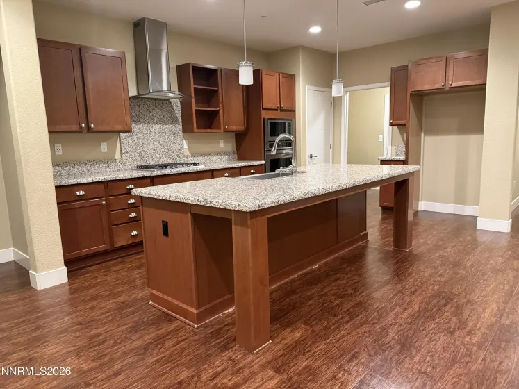Kitchen open to Living and Dining