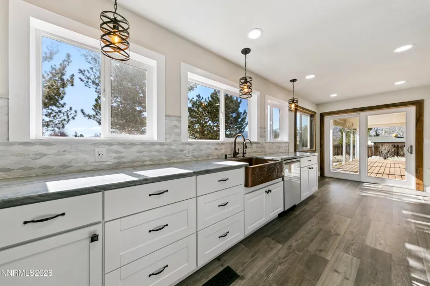 Natural light brightens kitchen