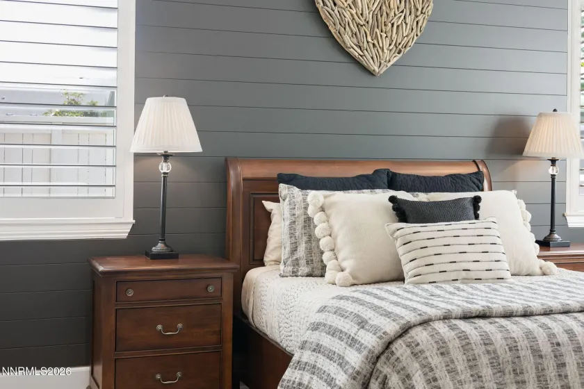Primary Bedroom with Custom wood paneling