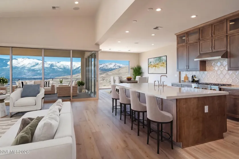 Kitchen, Dining Room, and Covered Balcony