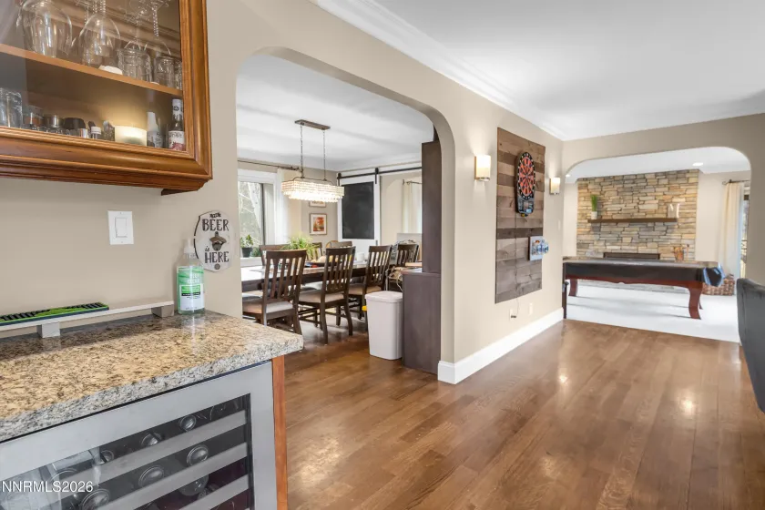 Wet bar, study, formal dining and entry t to living room