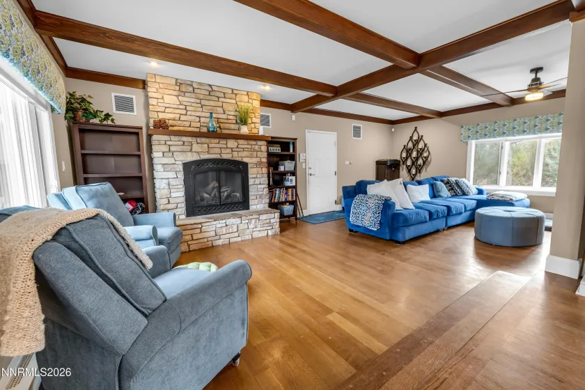 Formal family room with gas fireplace
