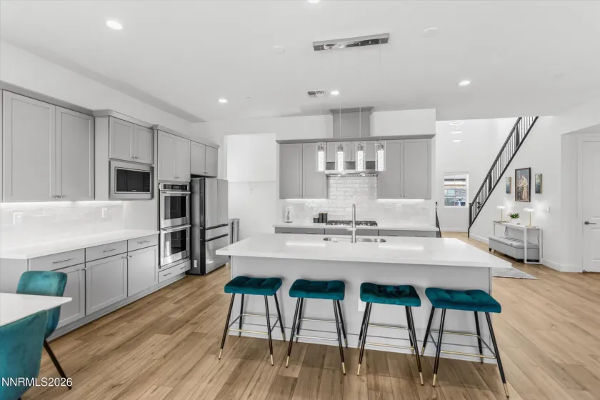 Sleek gray cabinetry