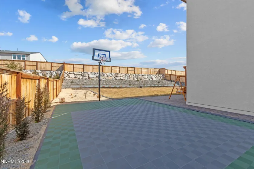 Backyard with basketball court