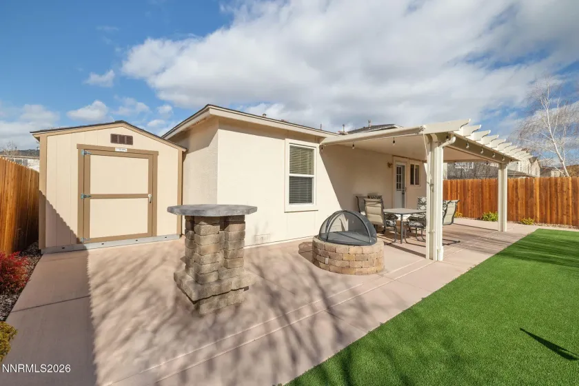 Storage shed and outside pergola