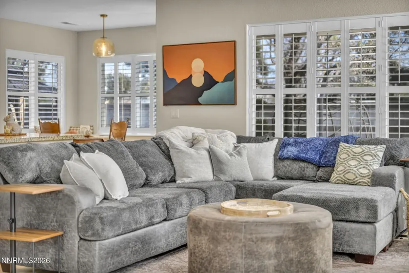 Plantation shutters throughout