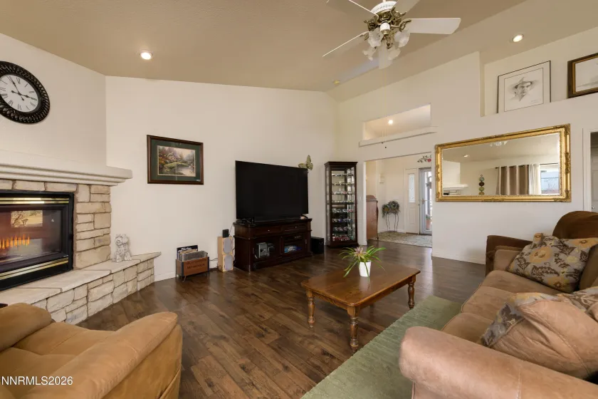 Looking from kitchen to great room