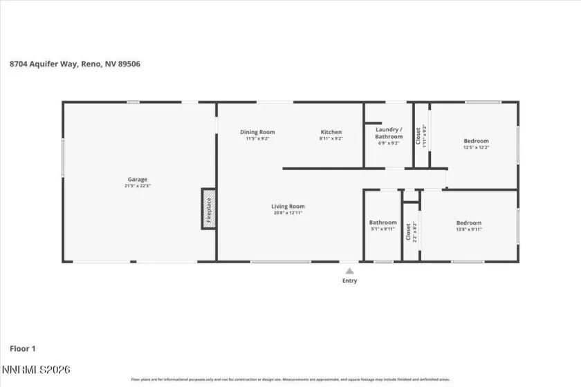 8704 Aquifer, Reno, Nevada 89506, 2 Bedrooms Bedrooms, ,2 BathroomsBathrooms,Residential,Residential,Aquifer,260003575