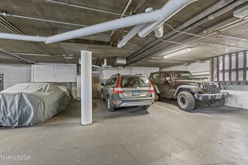 Parking space with locker