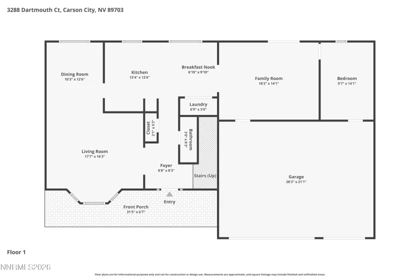 3288 Dartmouth, Carson City, Nevada 89703, 3 Bedrooms Bedrooms, ,3 BathroomsBathrooms,Residential,Residential,Dartmouth,260004672