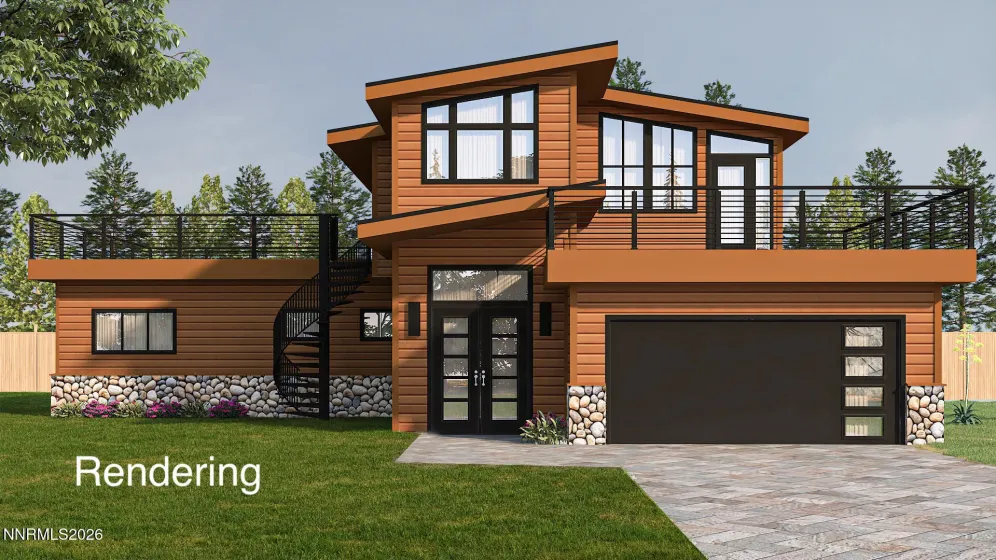 Rendering of renovation with second story addition from plans.
