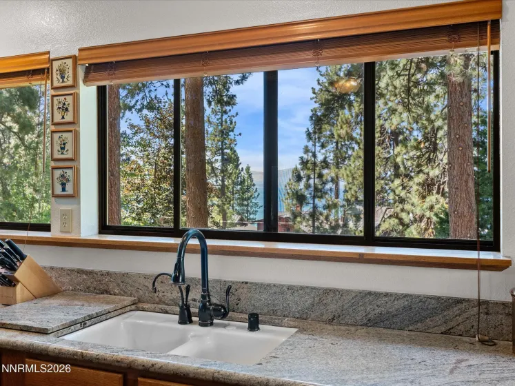 Kitchen with lake views
