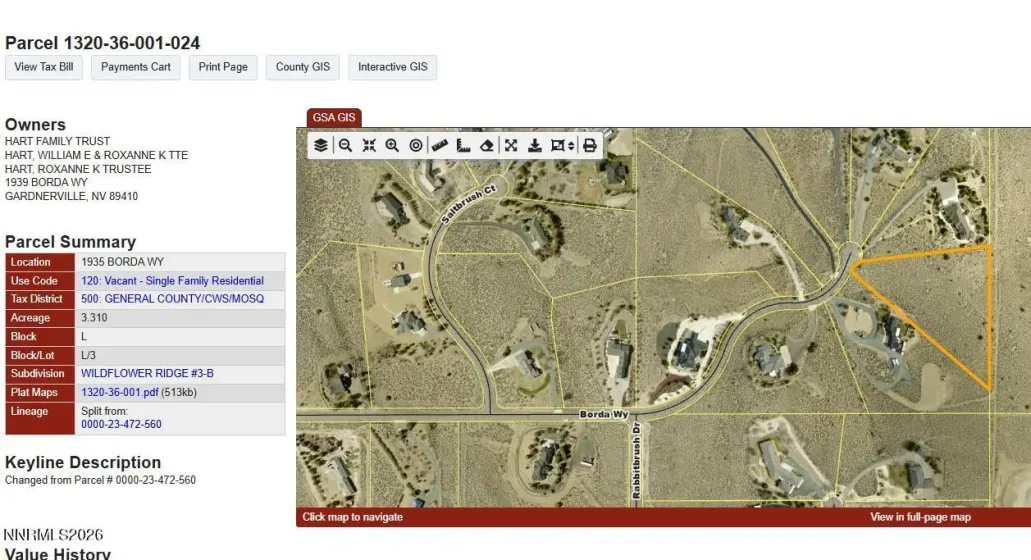 1482 Wild Iris, Gardnerville, Nevada 89410, ,Land,Residential,Wild Iris,260005578