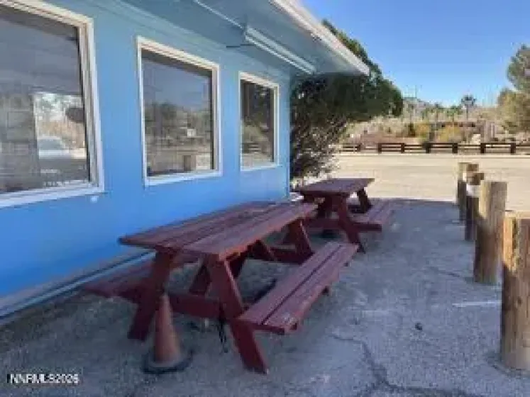 Picnic tables on south side