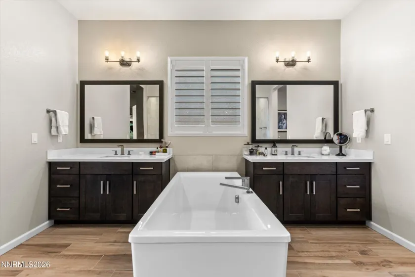 Primary bathroom dual vanities