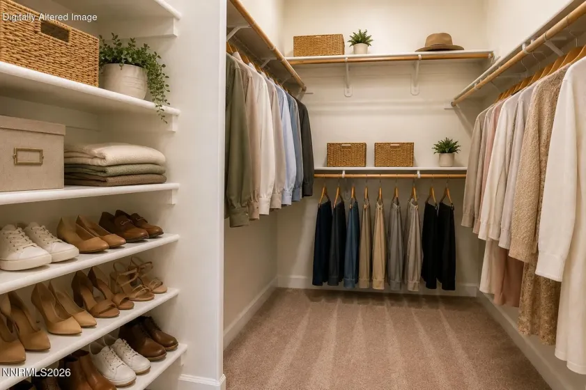Primary closet virtually staged