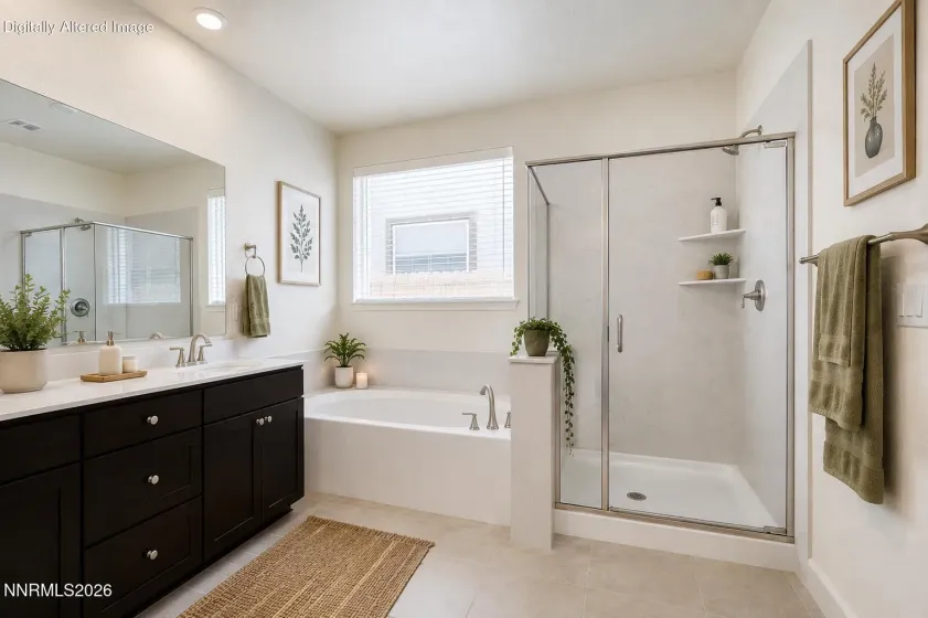 Primary Bathroom Virtually staged