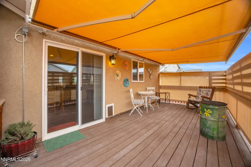 2552 Ladera Dr Backyard Deck with Awning. Upper rail blind is now removed.